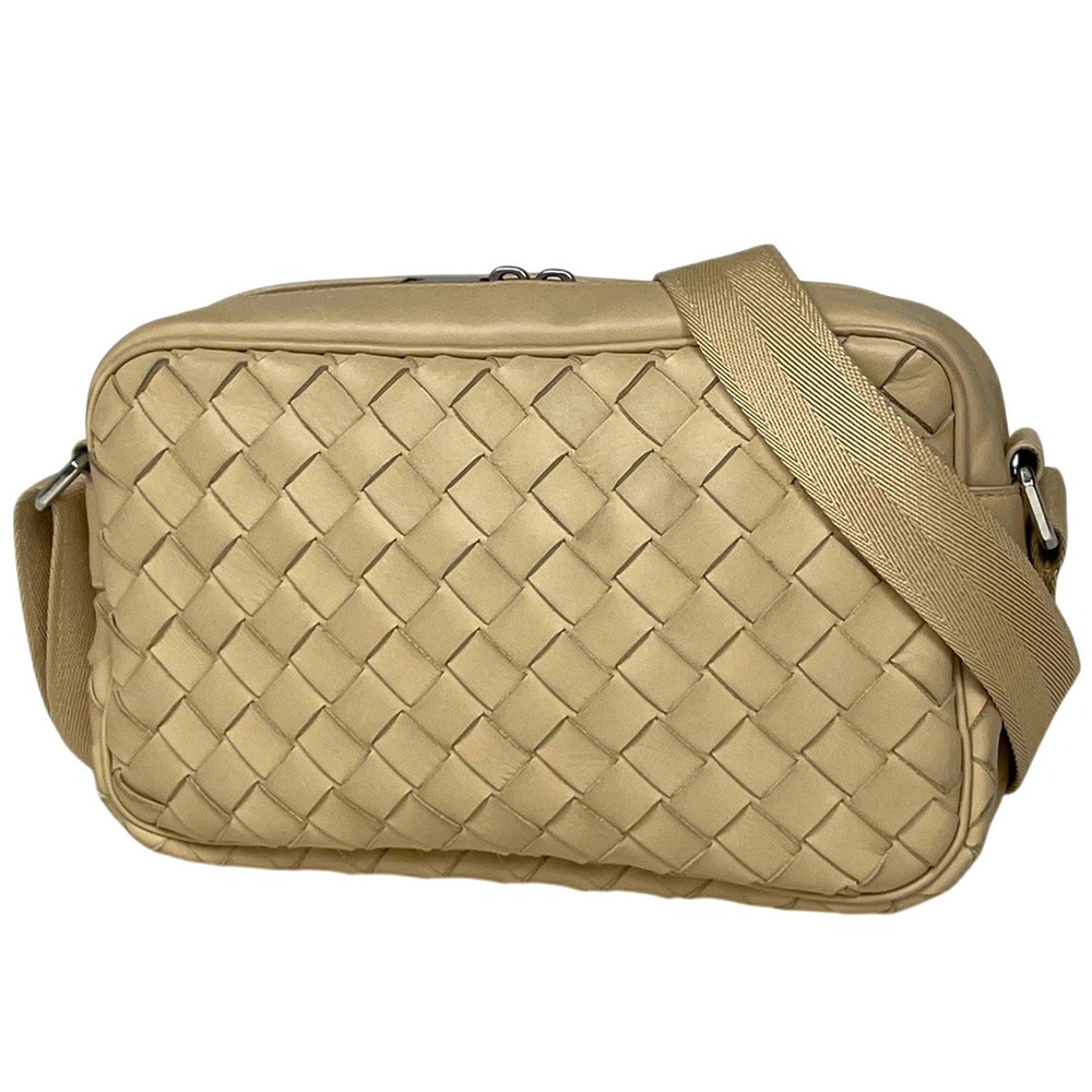 Bottega Veneta Intrecciato Shoulder Bag Leather Beige Cream